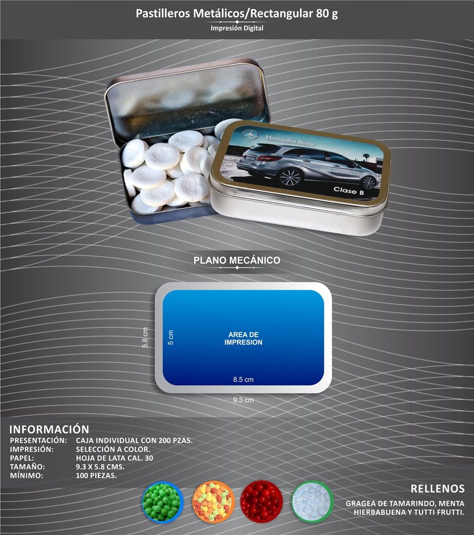 pastillero rectangular 80g